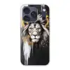 Leeuw - Portret - Verfspatten - Grijs Telefoonhoesje iPhone 17 Pro klein -3d