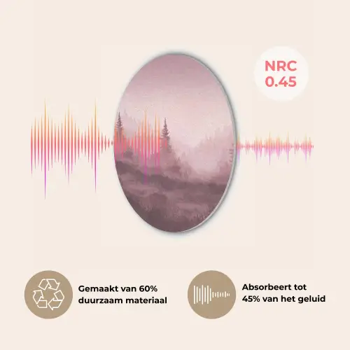 Landschap - Mistig - Roze Akoestische PET Vilt - Rond klein -USP_NL