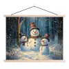Sneeuwpop - Sneeuw - Winter - Bos textielposter latten blank klein -3d