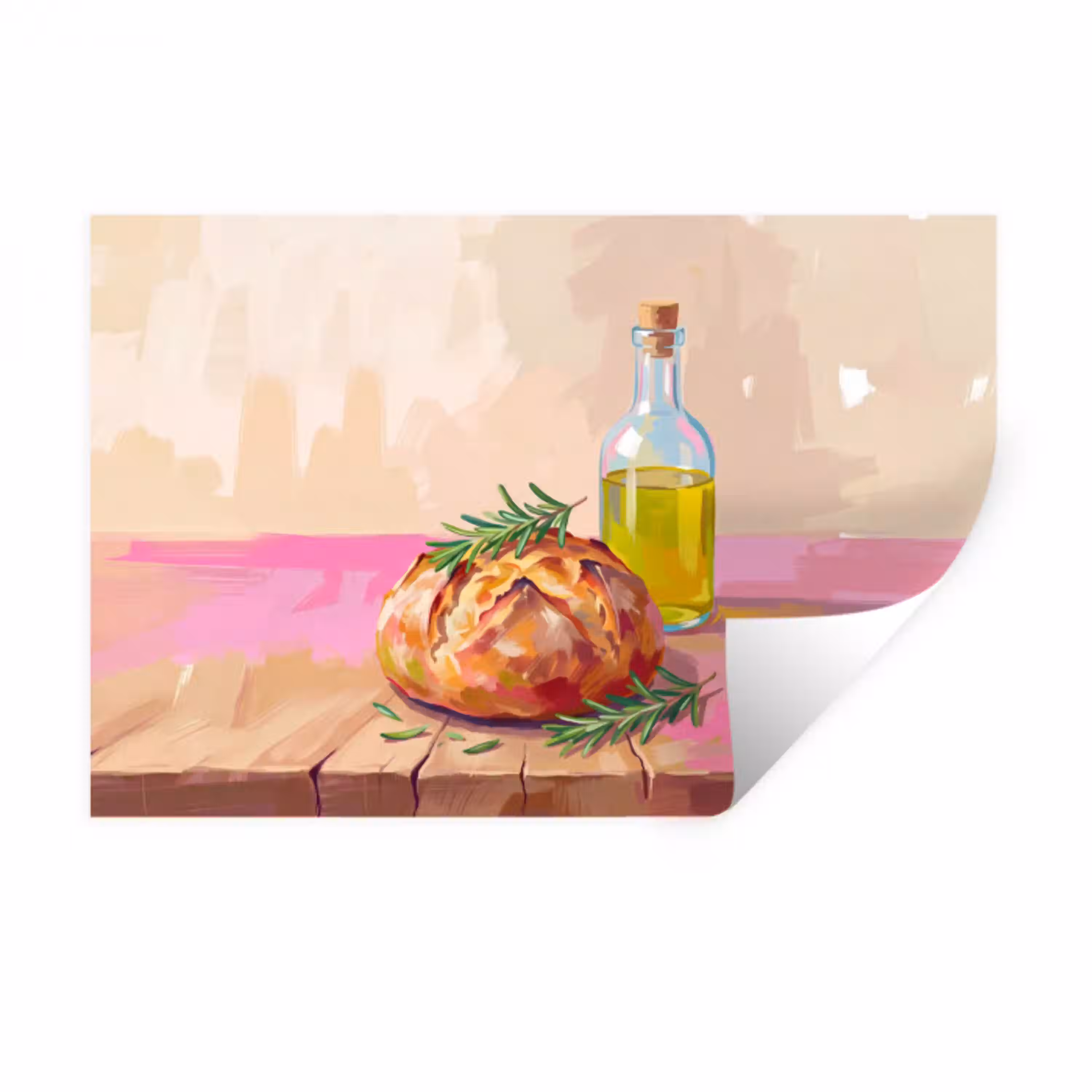 Eten - Brood - Olijfolie - Abstract - Keuken Muursticker klein -3d