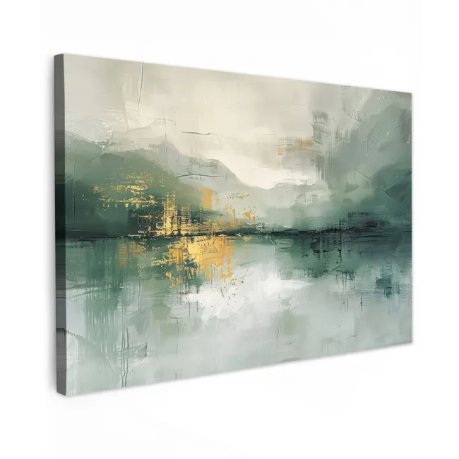 Groen - Modern - Abstract - Goud canvas 2cm klein -z3d