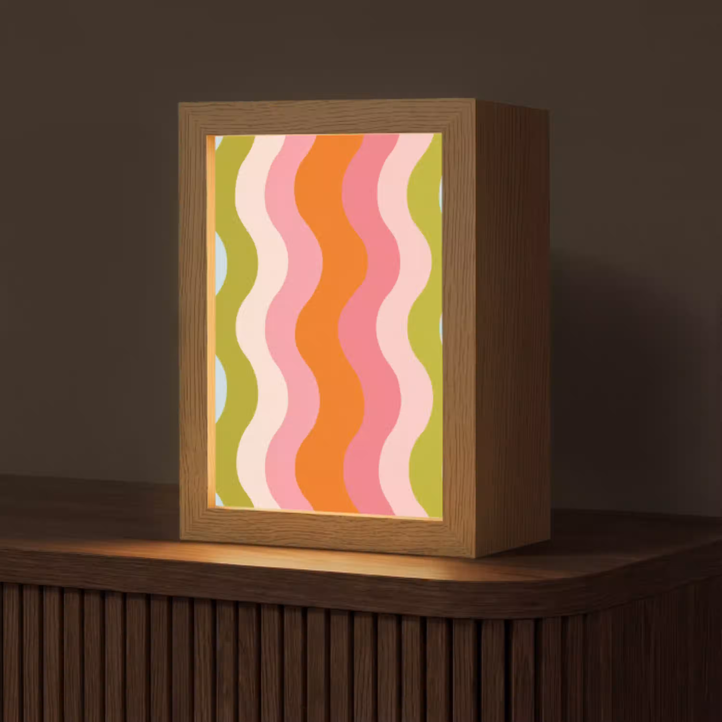 Banen - Golven - Kleurrijk - Verticaal Light Box met kabel (Tafellamp) klein -z3d_website