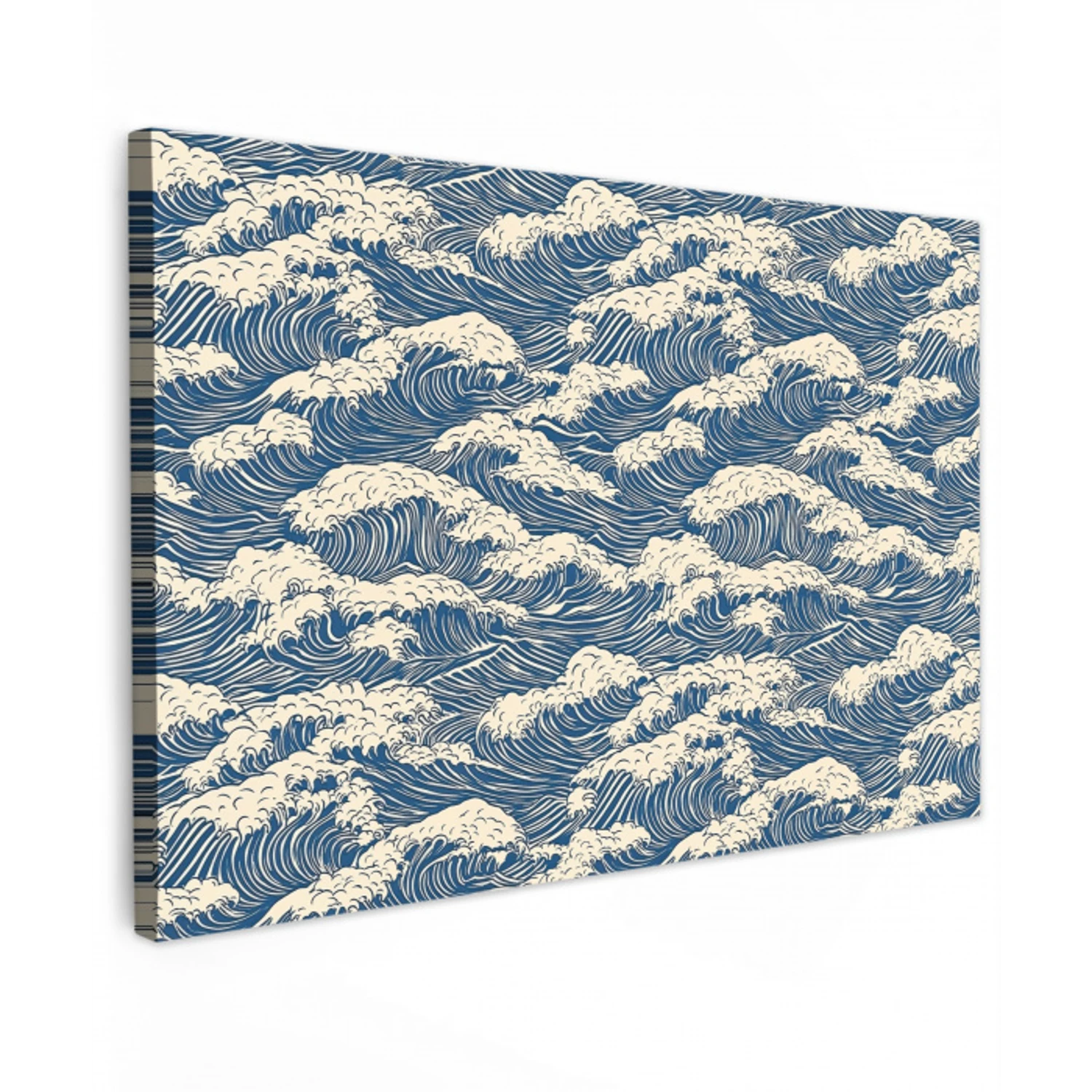 Golven - Klassiek - Blauw Tuinposter op houten frame 2 cm dik klein 845 -3d