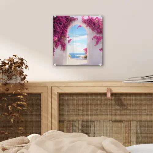 Zee - Roze - Bloemen - Poort plexiglas 5mm klein -sfeer4