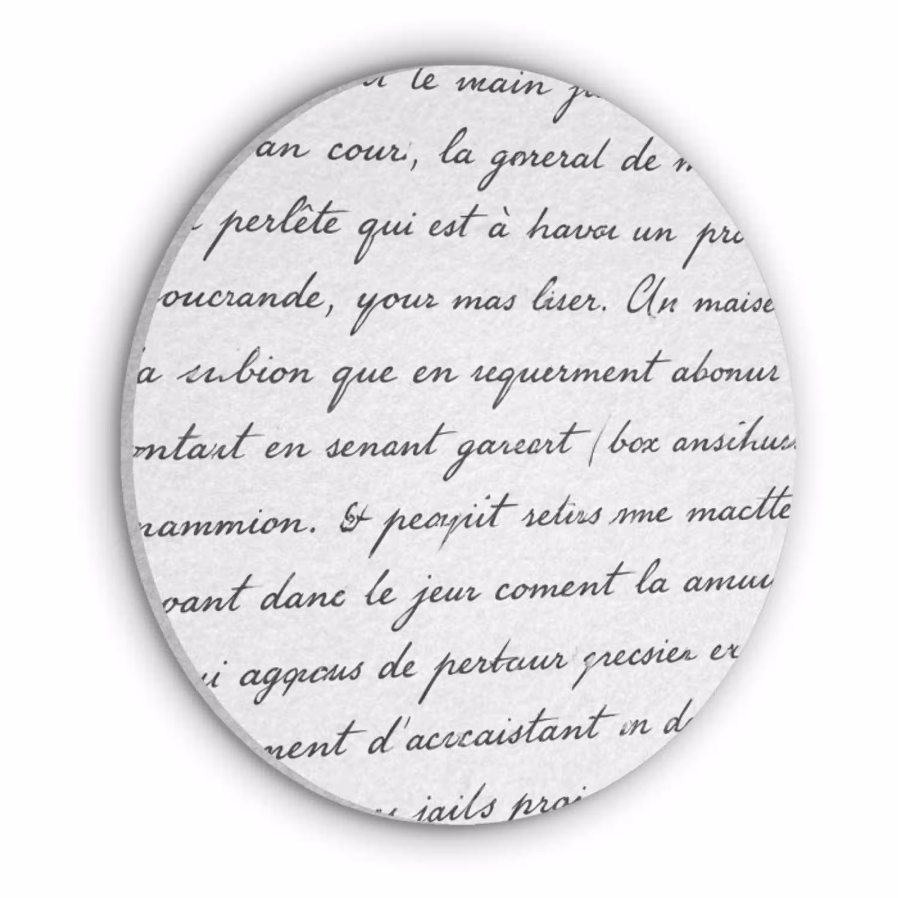 Tekst - Handschrift - Klassiek - ZwartWit Akoestische PET Vilt - Rond klein -3d