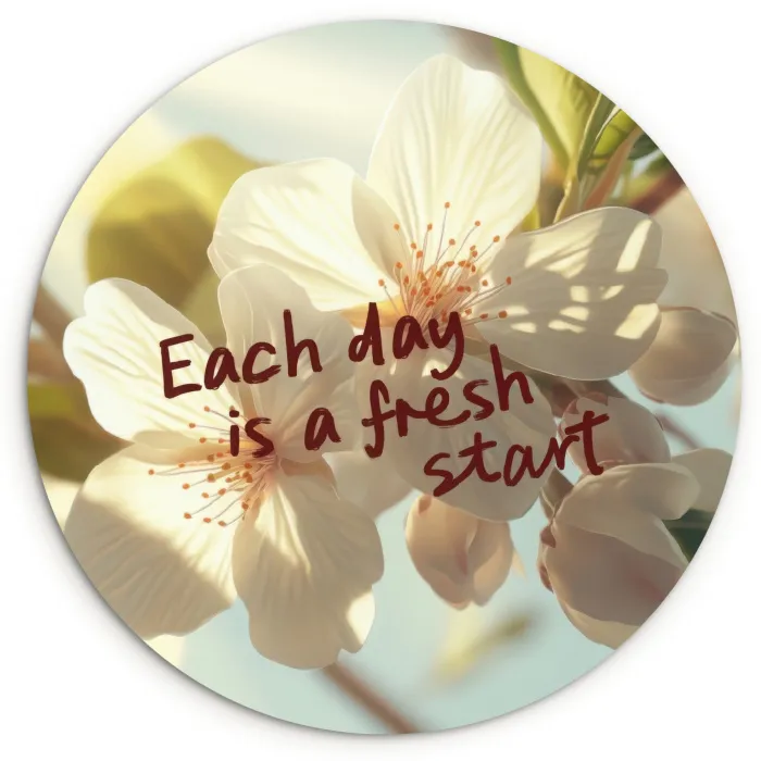 Bloesems - Zonlicht - Quote - Wit Wandcirkel kunststof plaat 5mm dik klein -3d