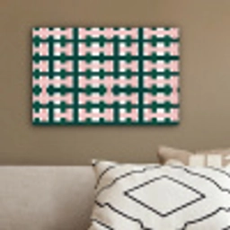 Vlechtpatroon - Groen - Roze - Grafisch canvas 2cm klein 34 -sfeer3
