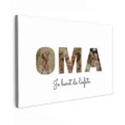 Oma - Lettercollage Tuinposter op houten frame 2 cm dik klein -3d