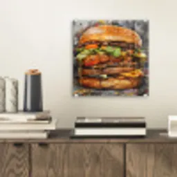 Burger - Eten - Kunst - Grijs - Graffiti plexiglas 5mm klein -sfeer1