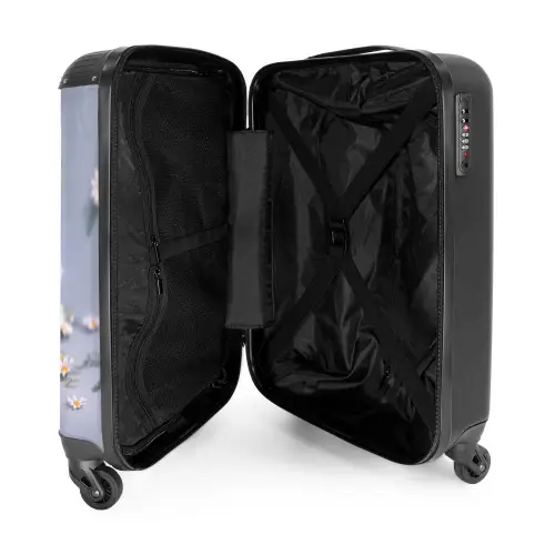 paars monster met madeliefjes NBS - Handbagage koffer - Kinderen Unisex middel -binnenkant