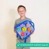Een speels en kunstzinnig patroon van kleurrijke smileys Kinderrugzak - Blauw middel -sfeer1_NL