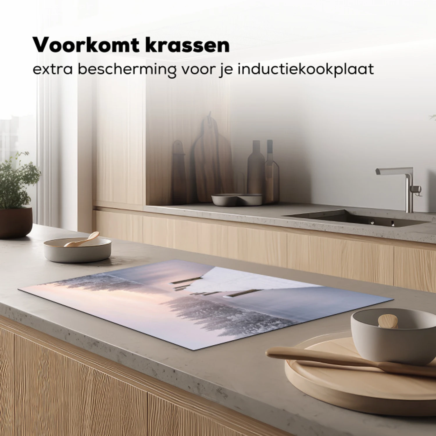 Steiger - Meer - Mist - Winter - Serene Inductie beschermer vinyl 3mm klein -sfeer1