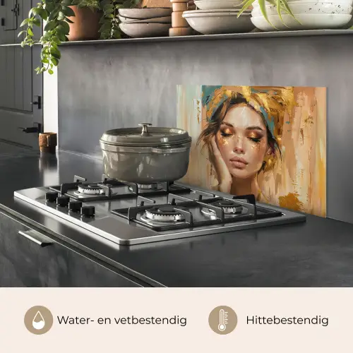 Vrouwen - Portret - Luxe - Goud keuken achterwand spatscherm klein -usp_NL