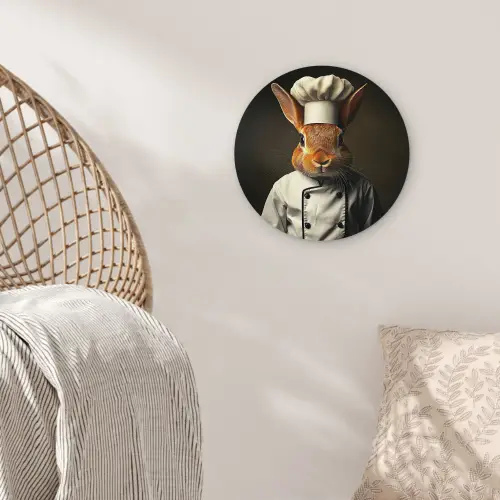 Konijn - Kok - Dier Wandcirkel kunststof plaat 5mm dik klein -sfeer5