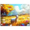Schaap - Weide - Bloemen tuinposter los doek klein -3d