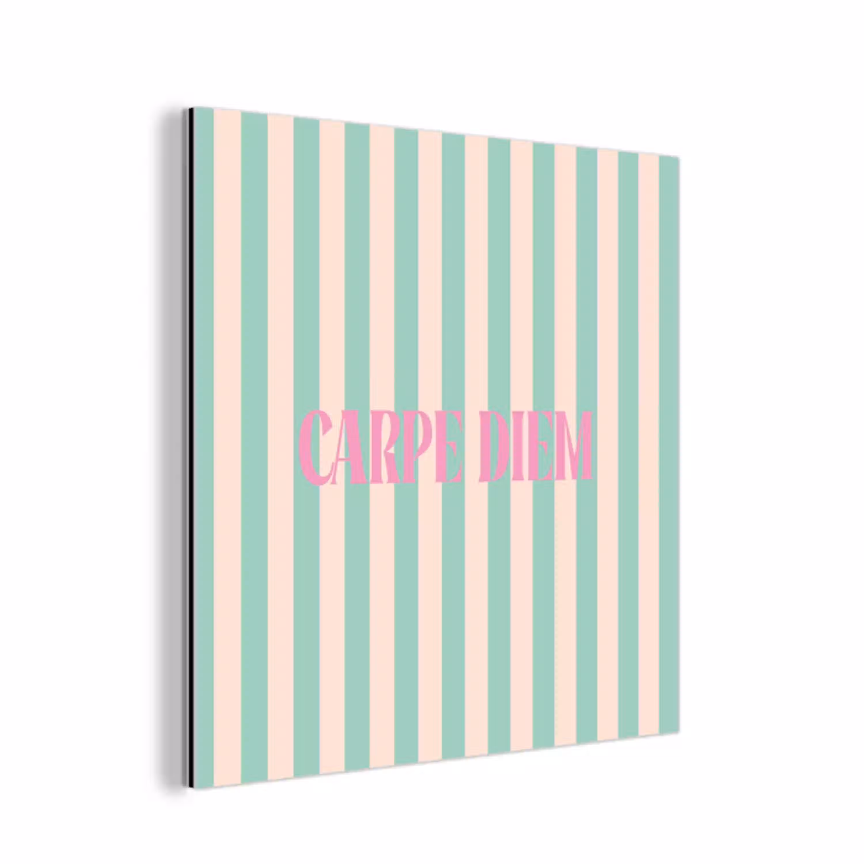 Roze - Groen - Strepen - Carpe diem aluminium wit klein -3d