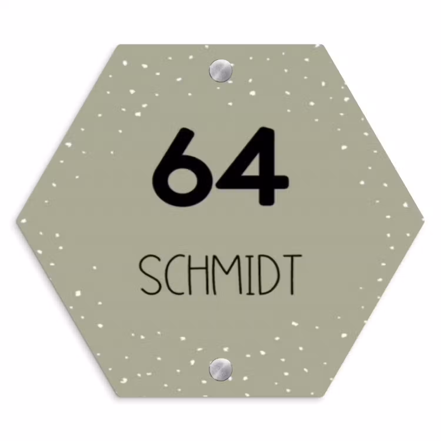Namensschild Haustür Hexagon - Olivgrün mit Polka Dots - Modern
