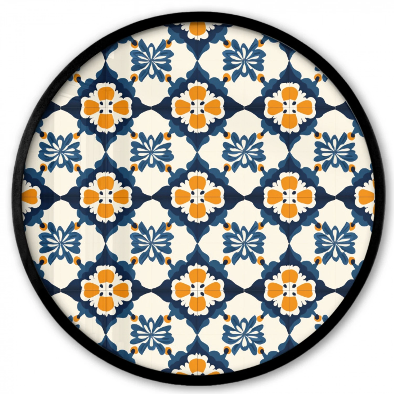 Klassiek - Geometrisch - Blauw Fotolijst rond zonder passe partout klein 856 -3d