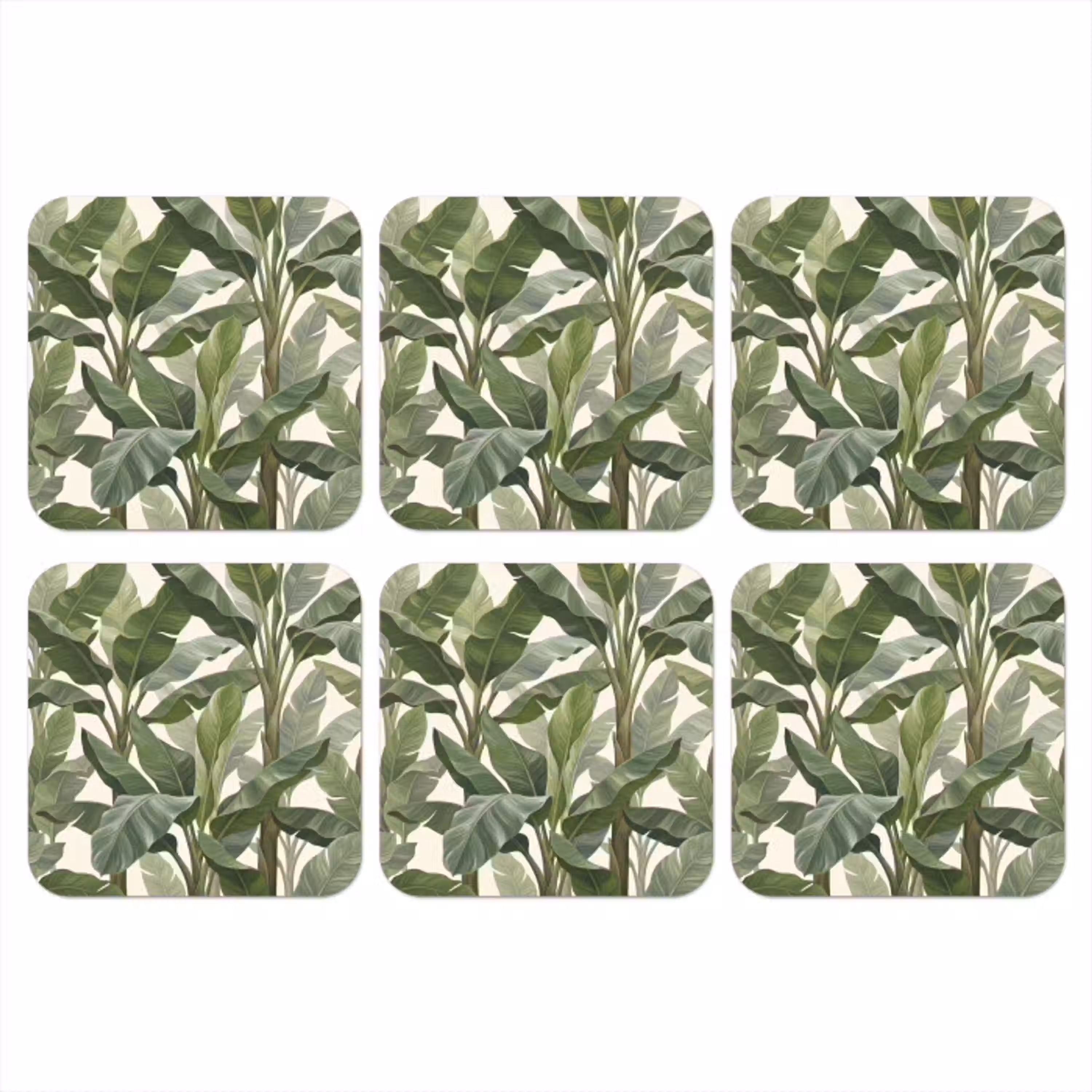 Planten - Bladeren - Tropisch - Groen onderzetter kurk middel -3d