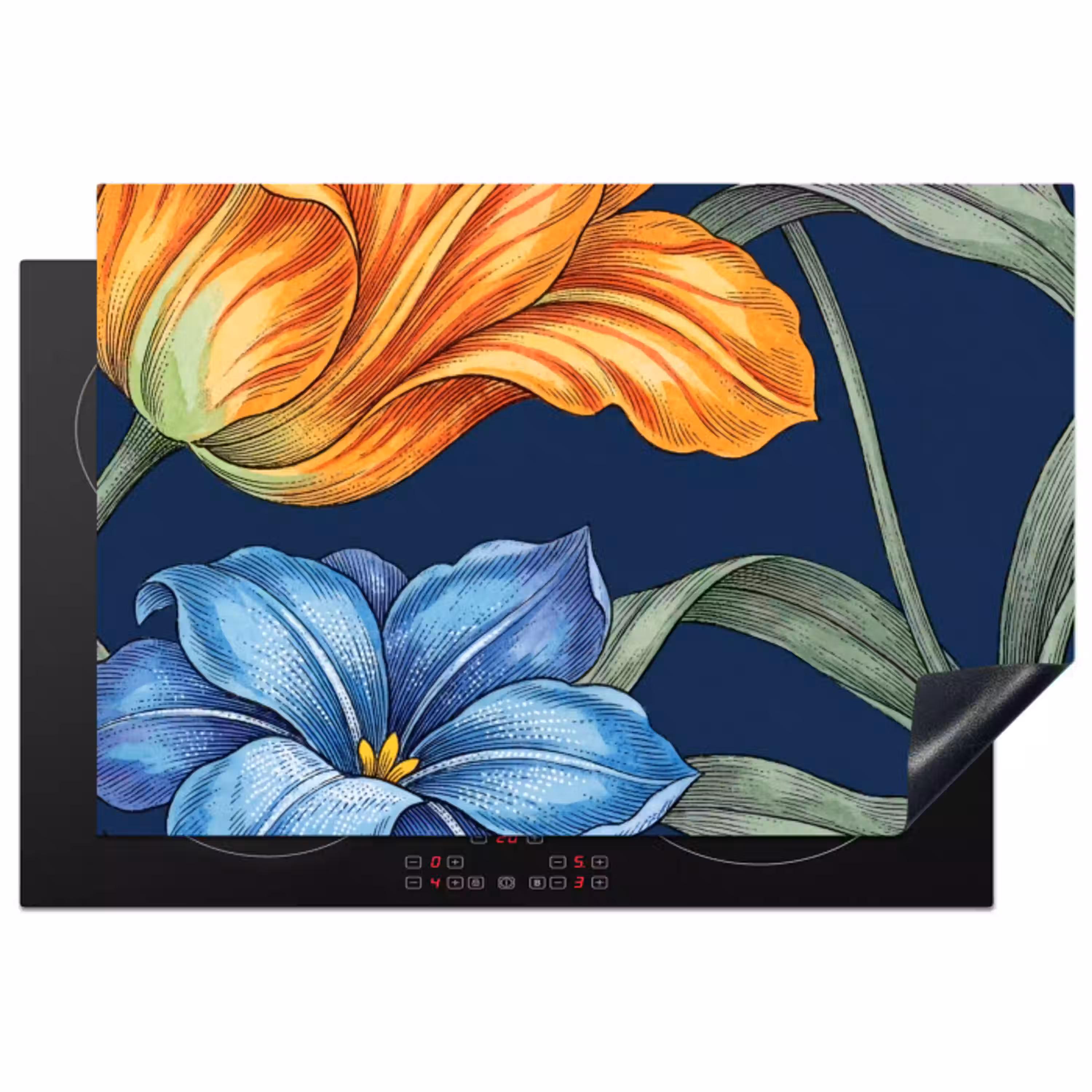 Bloemen - Botanisch - Patroon Inductie beschermer vinyl 3mm klein -3d