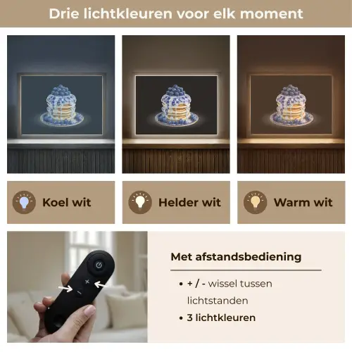 Pannenkoeken - Blauwe Bessen - Bord Light Box met batterij (Wandlamp) middel -USP_lichtkleurNL