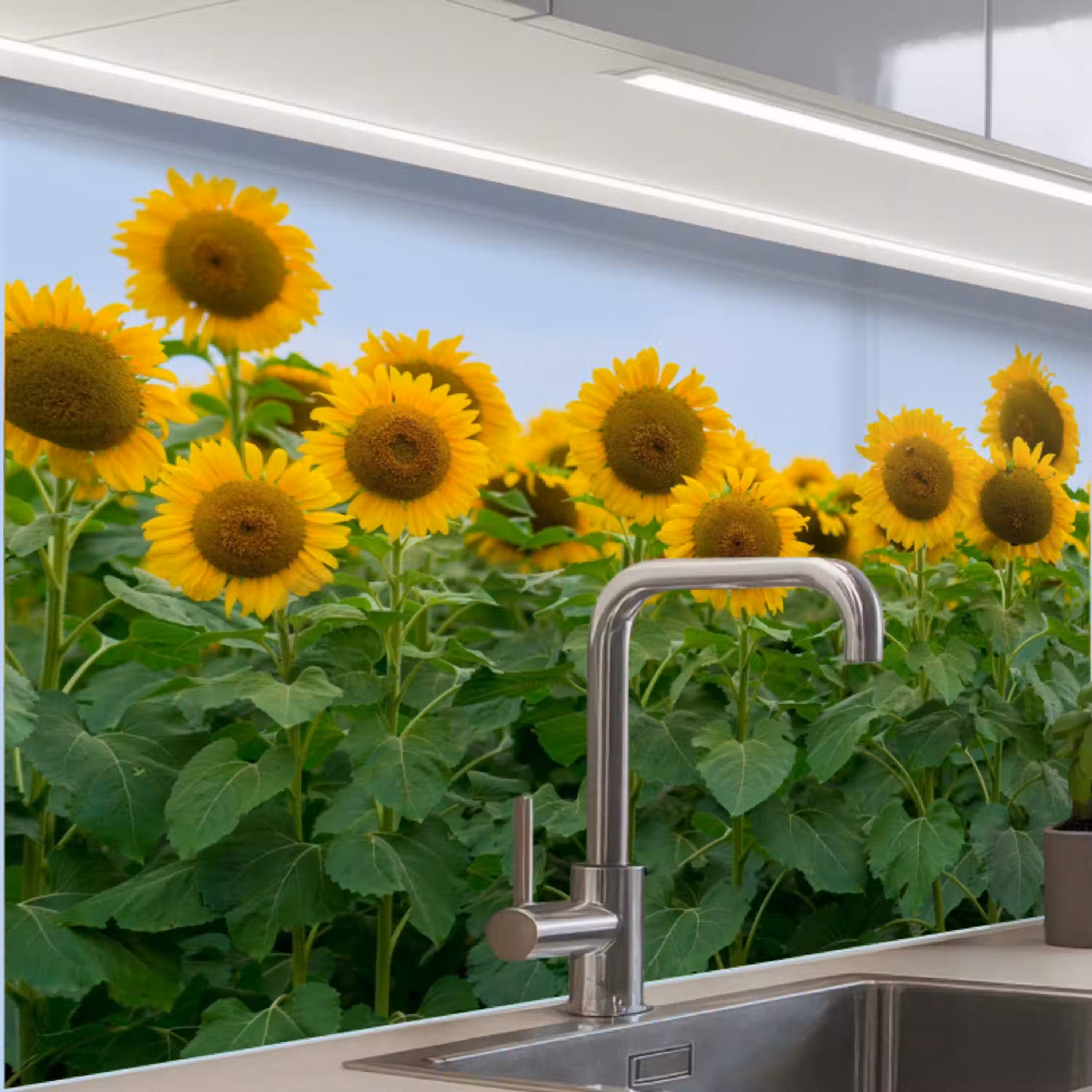 Zonnebloemen - Geel - Natuur keuken achterwand 2 middel -zzzz3d_schuin