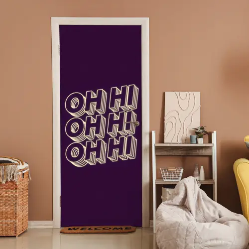 Oh hi - Paars - 3D deurposter klein -sfeer1