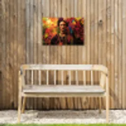 Vrouw - Bloemen - Papegaai - Schilderachtig Tuinposter op houten frame 2 cm dik klein -sfeer4
