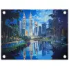 Stad Kuala Lumpur - Skyline - Wolkenkrabbers - Water tuinposter los doek klein -3d