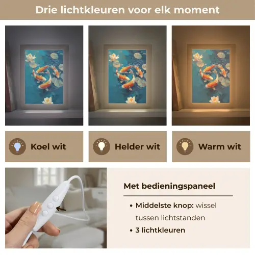 Vissen - Waterlelies - Oranje - Water Light Box met kabel (Tafellamp) klein -USP_lichtkleurNL