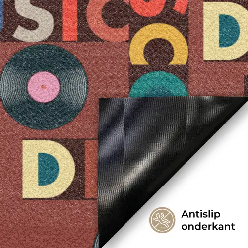 Bruin - Retro - Disco - Patroon Deurmat klein 898 -antislip_NL