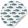 Vis - Patroon - Blauw Wandcirkel behangsticker klein 186 -3d