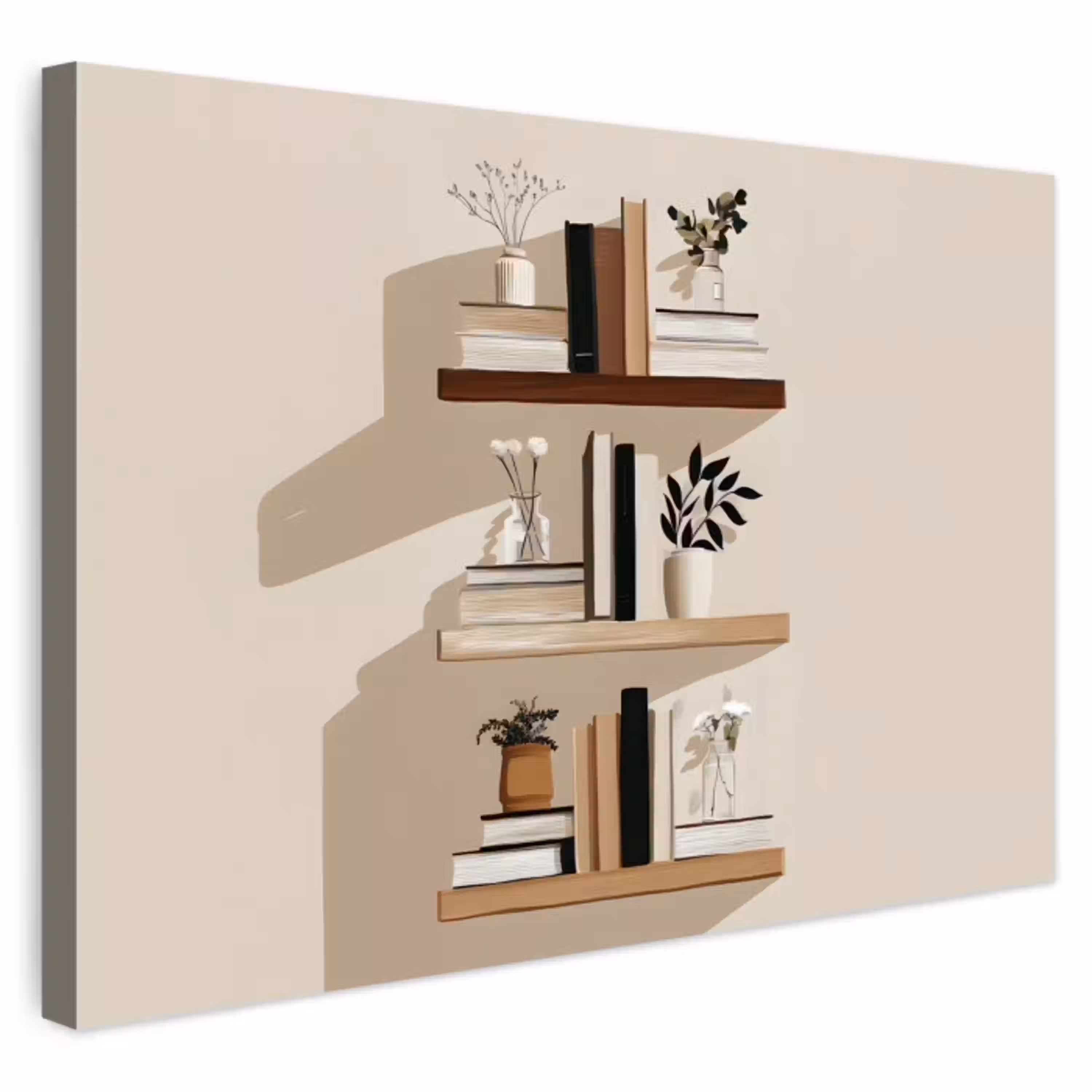 Plankjes - Boeken - Vaasjes - Planten Tuinposter op houten frame 2 cm dik klein -3d
