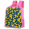 Smiley - Geel - Blauw Kinderrugzak - Roze middel -schuin