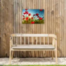 Klaprozen - Toscane - Zon - Rood - Blauw Tuinposter op houten frame 2 cm dik klein -sfeer4