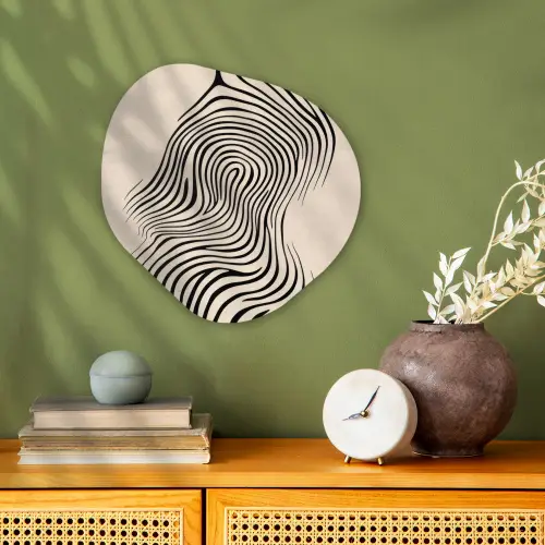 Lijnen - Abstract - Golvend - Zwart Wandcirkel Organisch Forex 3mm klein -sfeer2