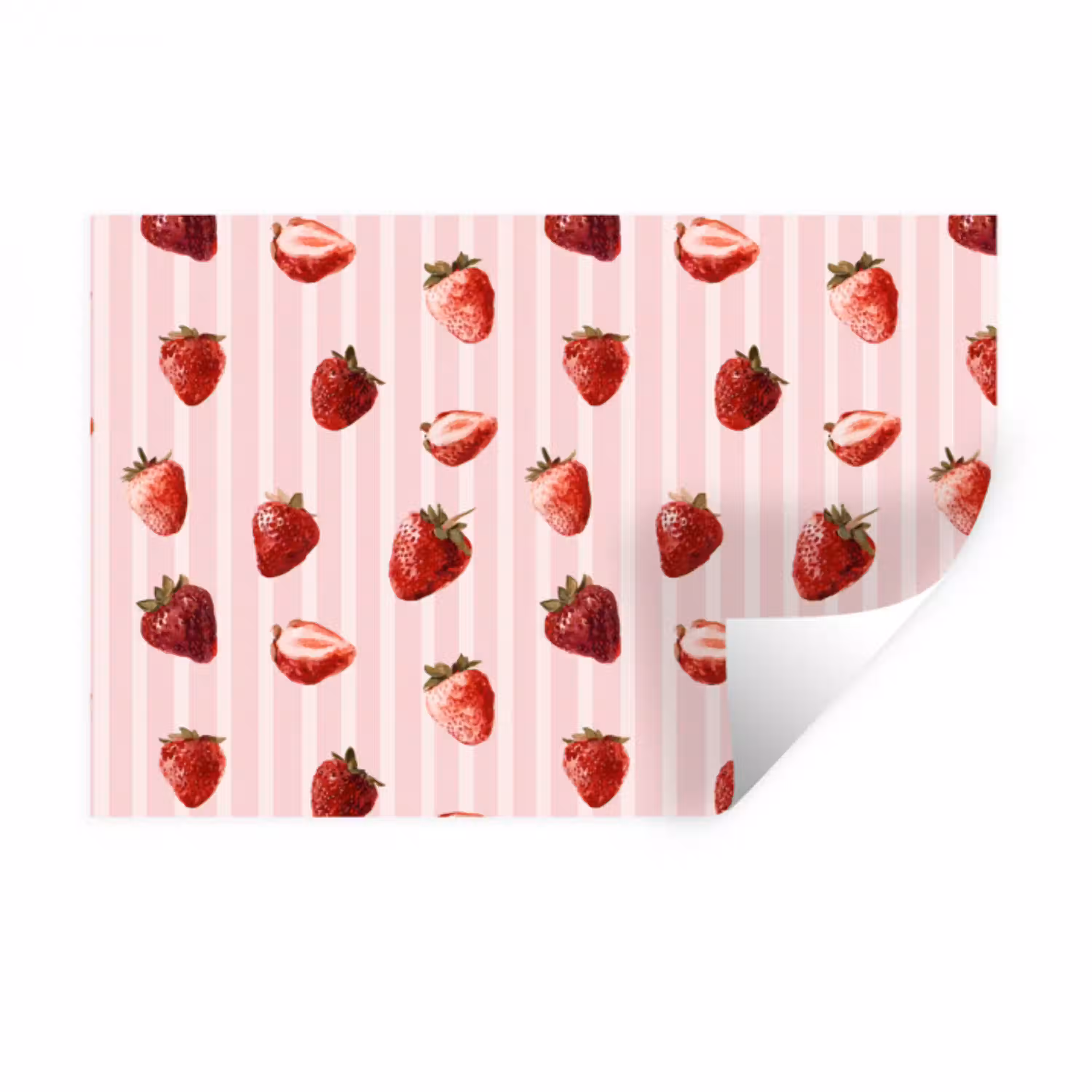 Strepen - Aardbei - Roze Muursticker klein 286 -3d