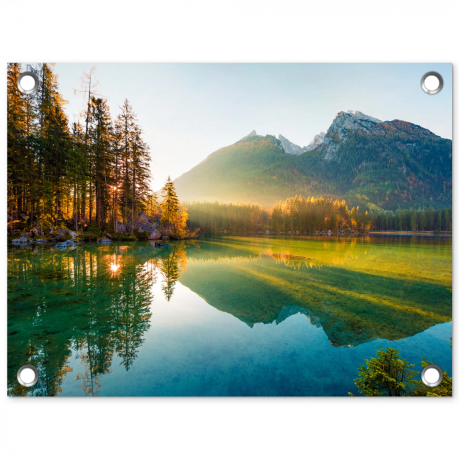 Bergmeer in de Ochtendzon tuinposter los doek klein -3d