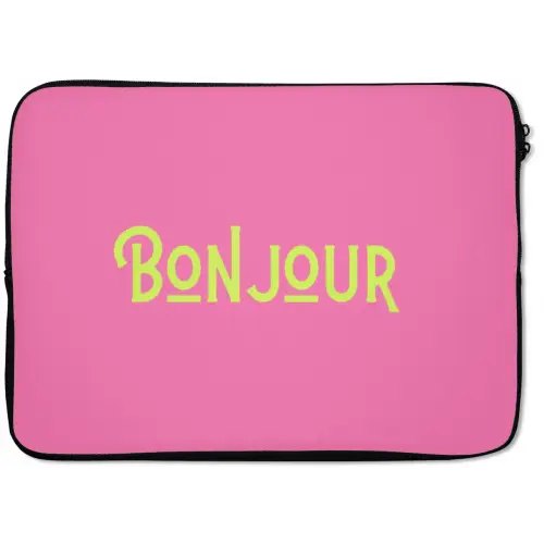Roze - Groene Bonjour - art-deco laptophoes neopreen klein -zkaufland3dotto