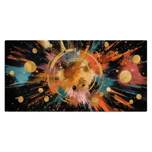 Explosie - Verfstructuur - Goud - Abstract Muismat XXL klein -3d_leeg