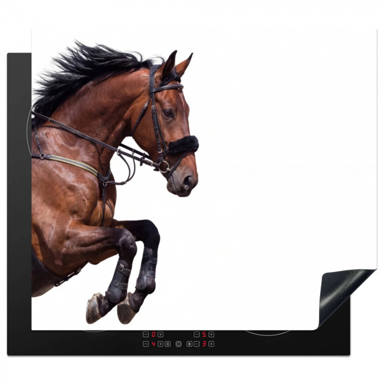 Paard - Springen - Modern Inductie beschermer vinyl 3mm middel -3d