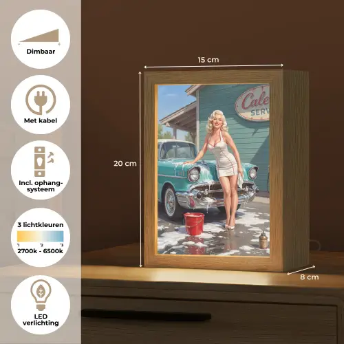 Auto - Vrouw - Groen Light Box met kabel (Tafellamp) klein -USP_NL
