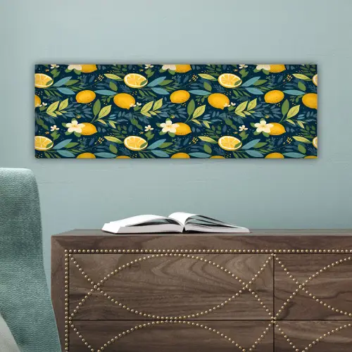 Bloemen - Bladeren - Citroenen - Blauw canvas 2cm klein 828 -sfeer4