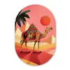 Kameel - Pyramides - Rode zon Wandcirkel Ovaal Forex klein -3d