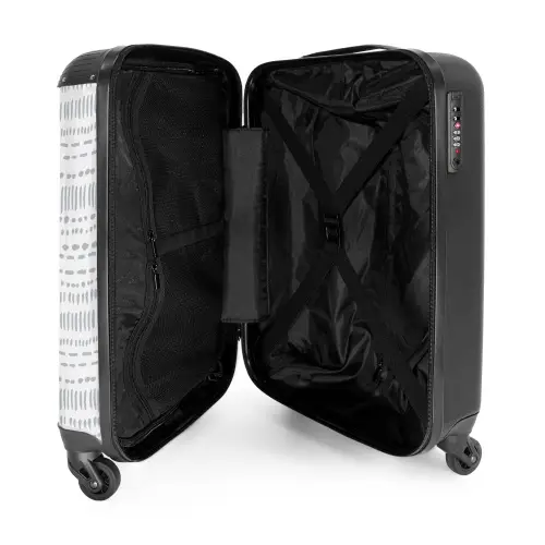 Grijs stippelstrepenmotief NBS - Handbagage koffer - Kinderen Unisex middel -binnenkant