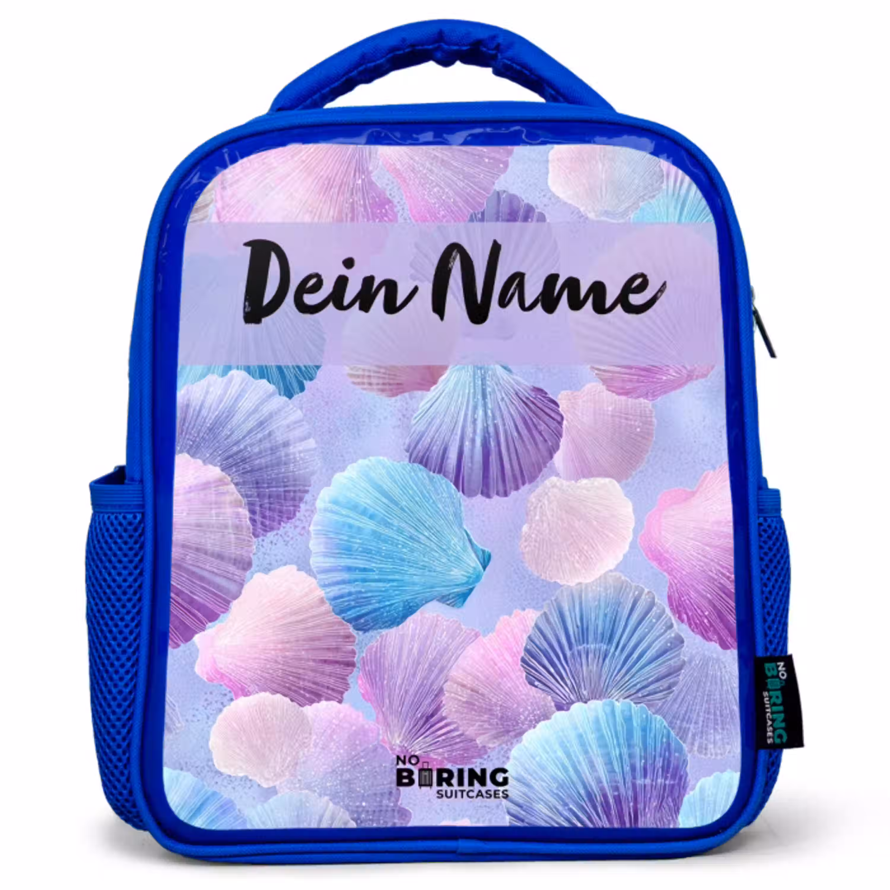 Schelpen - Paars - Blauw - Patroon Kinderrugzak - Blauw middel -3d