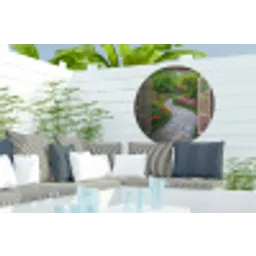 Doorkijk - Bloemen - Tuinpad - Natuur - Raam Wandcirkel tuinposter met ringen klein -buiten2