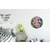 Bloemen - Roze - Glasmozaïek Wandcirkel aluminium klein -kinderkamer