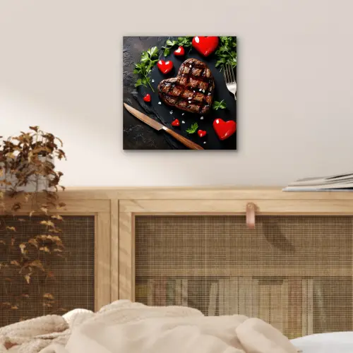 Steak - Hart - Bestek aluminium wit klein -sfeer3