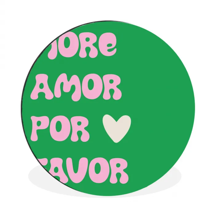 Amor - Valentijn - Groen - Tekst Wandcirkel aluminium klein -3d